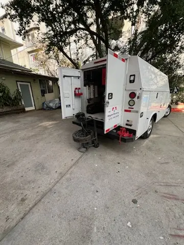 Magnet Plumbing service vehicle on-site for Sewer Line Repair in Cabrillo